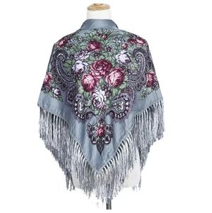 Tassel Scarf fashion Grey color soft and warm